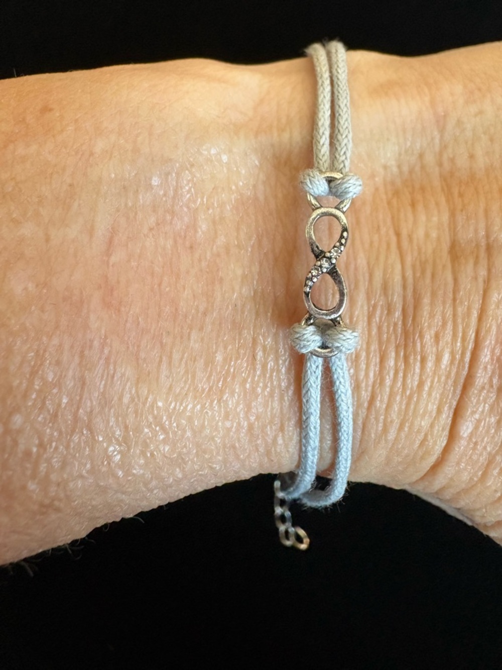 Infinity Cord Bracelet in Light Gray